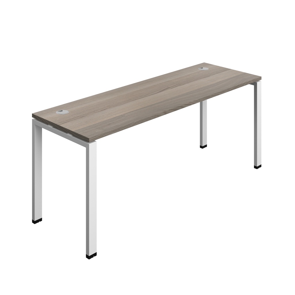 Synergy|1P Bench Desk|Cable Ports|Goal Post|1800X700|Grey Oak-White