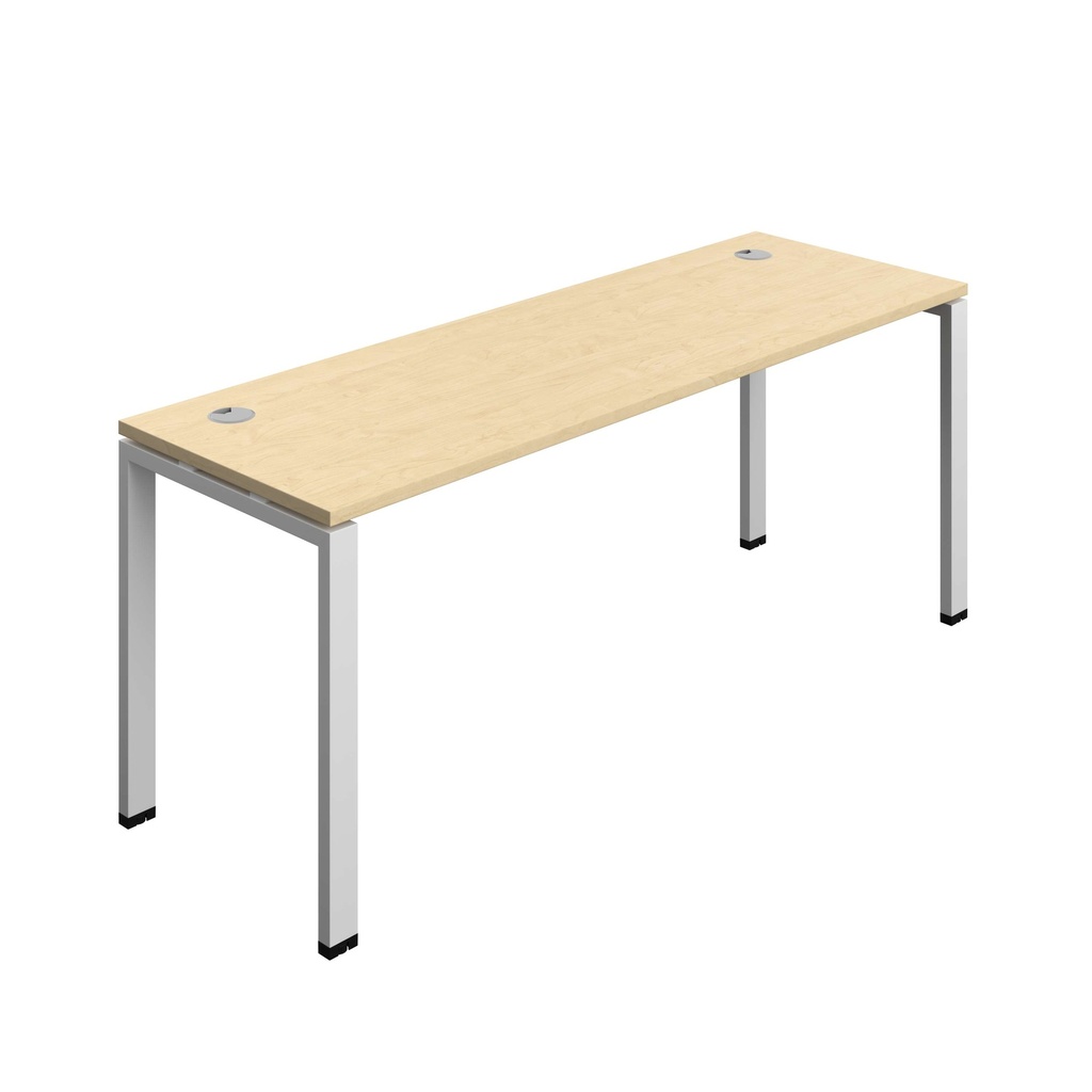 Synergy Bench With Cable Ports: 1 Person (Fsc) | Goal Post Leg | 1800 X 700 | Maple/Silver