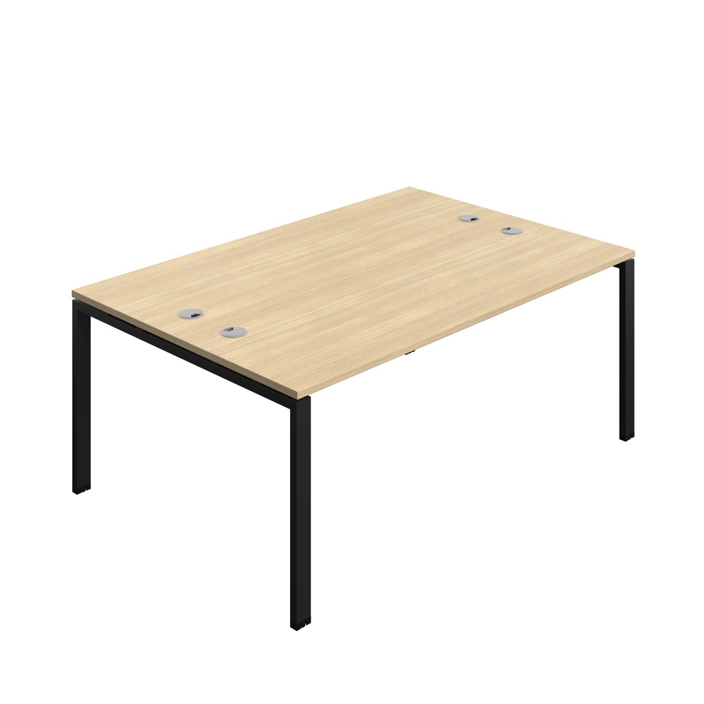 Synergy|2P Bench Desk|Cable Ports|Goal Post|1800X700|Nova Oak-Black