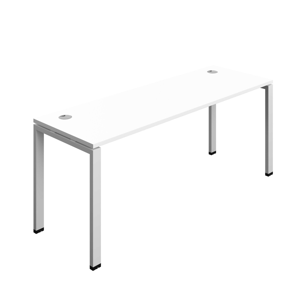 Synergy Bench With Cable Ports: 1 Person (Fsc) | Goal Post Leg | 1800 X 700 | White/Silver
