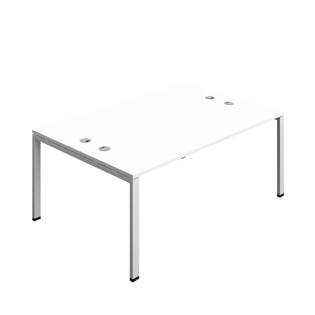 Synergy Bench With Cable Ports: 2 Person (Fsc) | Goal Post Leg | 1800 X 700 | White/Silver