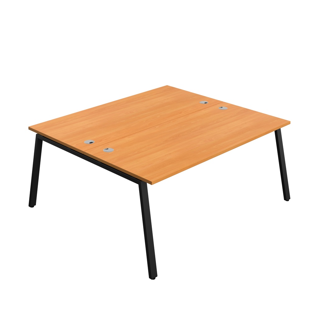 Synergy|2P Bench Desk|Cable Ports|A-Frame|1800X800|Beech-Black