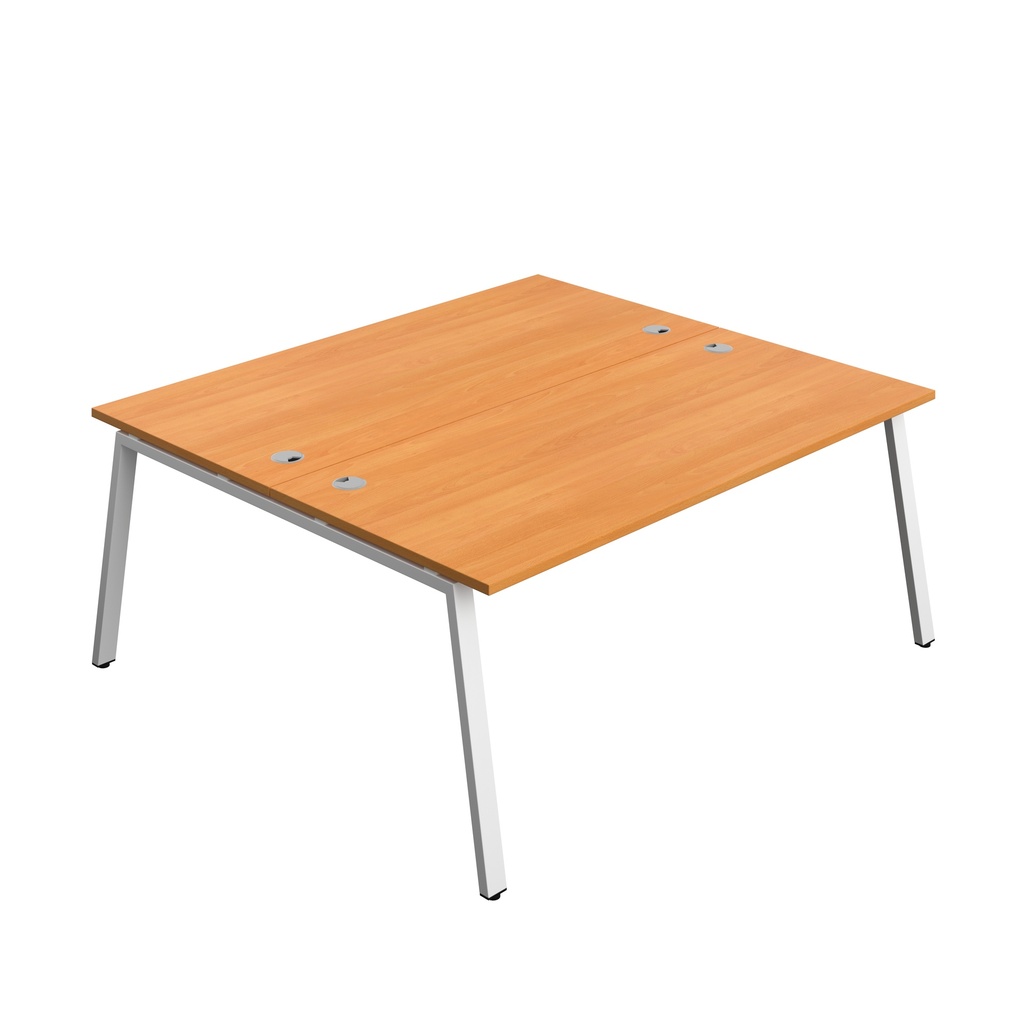 Synergy Bench With Cable Ports: 2 Person (Fsc) | A-Frame Leg | 1800 X 800 | Beech/White