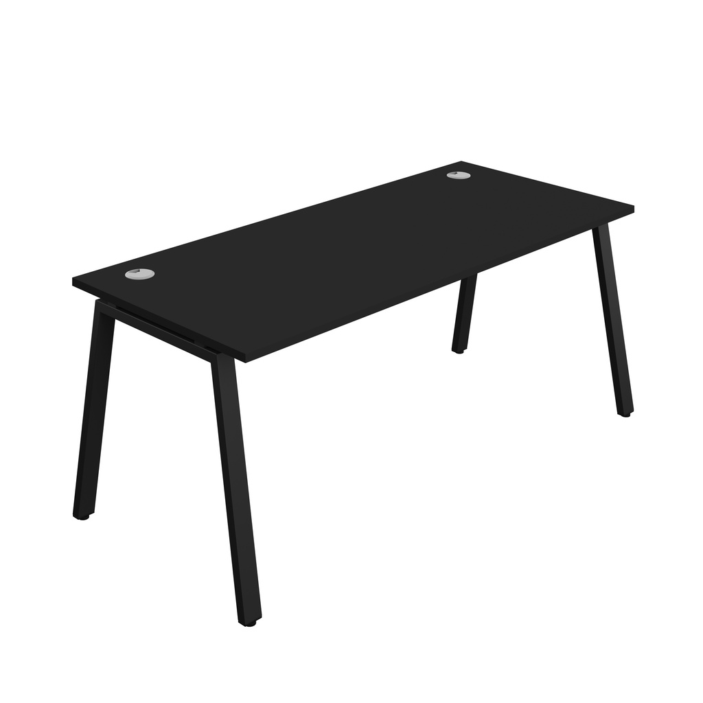 Synergy|1P Bench Desk|Cable Ports|A-Frame|1800X800|Black-Black