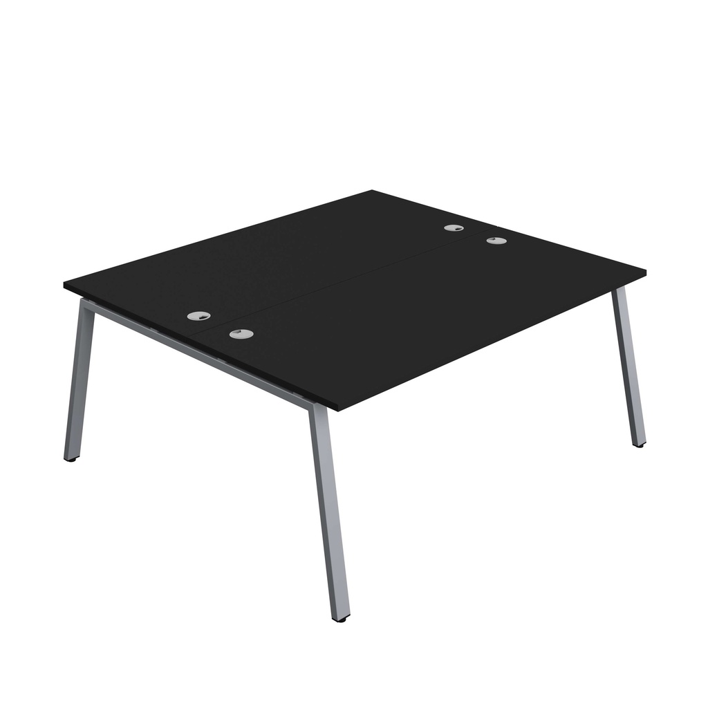 Synergy Bench With Cable Ports: 2 Person (Fsc) | A-Frame Leg | 1800 X 800 | Black/Silver