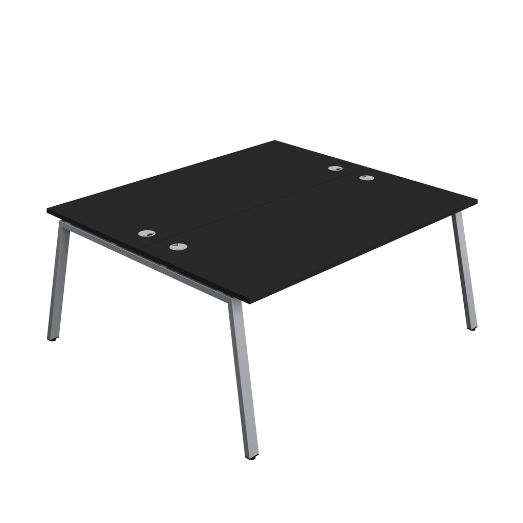 Synergy|2P Bench Desk|Cable Ports|A-Frame|1800X800|Black-Silver