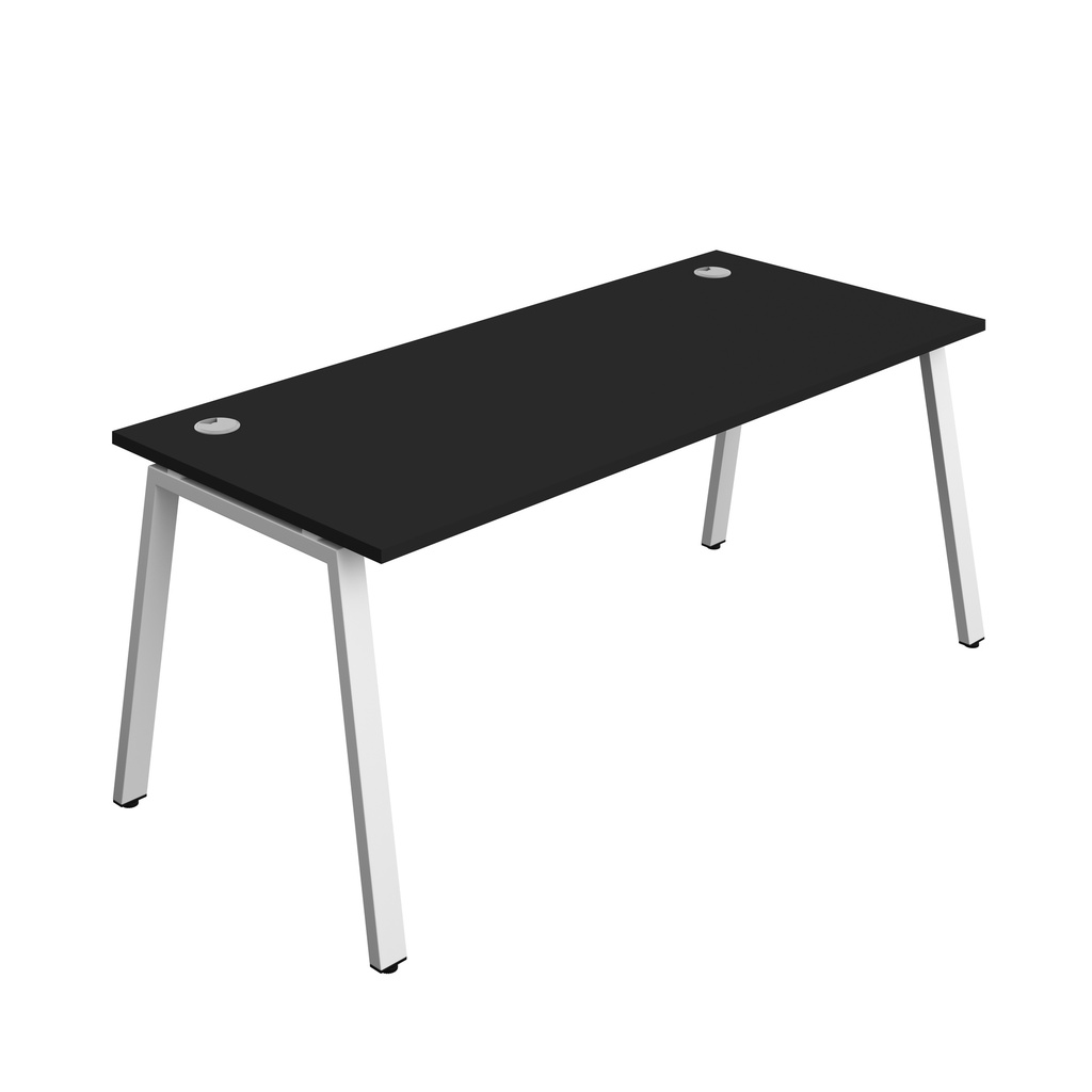 Synergy Bench With Cable Ports: 1 Person (Fsc) | A-Frame Leg | 1800 X 800 | Black/White