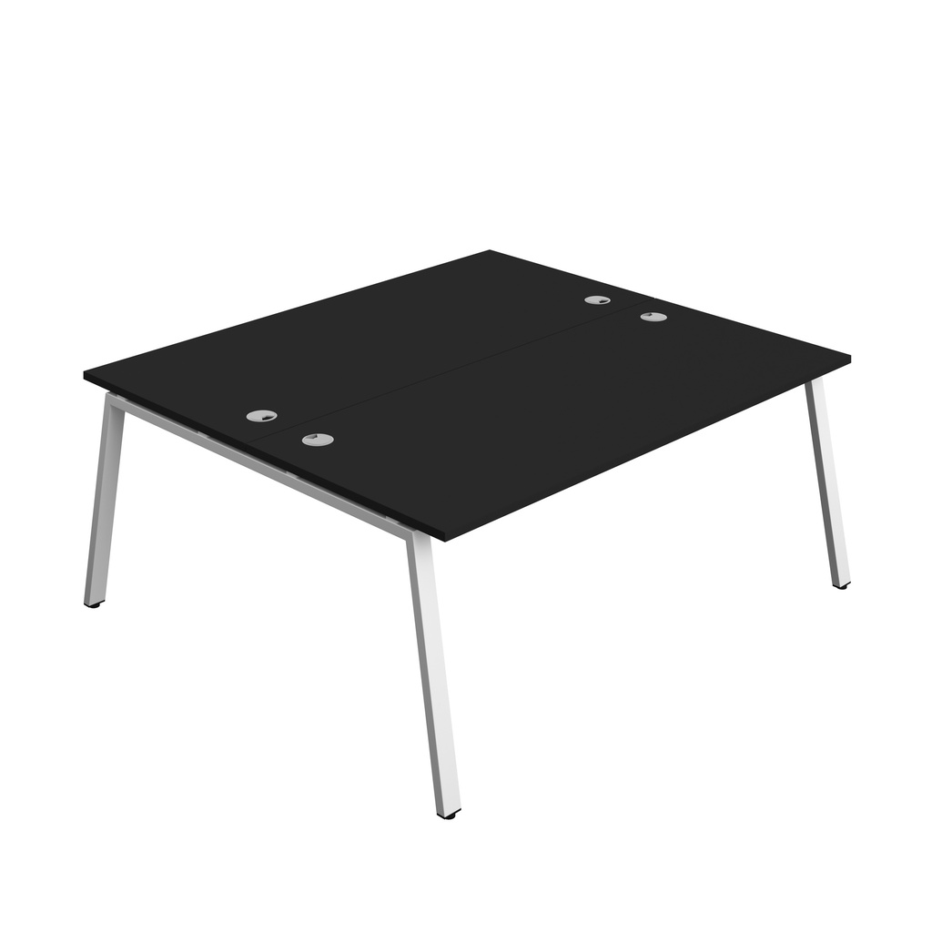Synergy|2P Bench Desk|Cable Ports|A-Frame|1800X800|Black-White