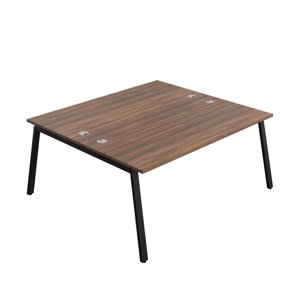 Synergy Bench With Cable Ports: 2 Person (Fsc) | A-Frame Leg | 1800 X 800 | Dark Walnut/Black