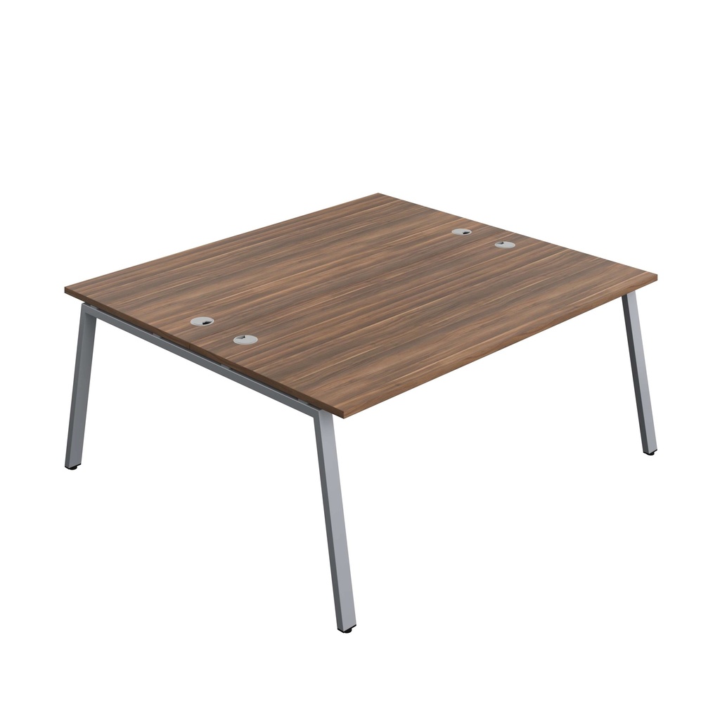 Synergy Bench With Cable Ports: 2 Person (Fsc) | A-Frame Leg | 1800 X 800 | Dark Walnut/Silver