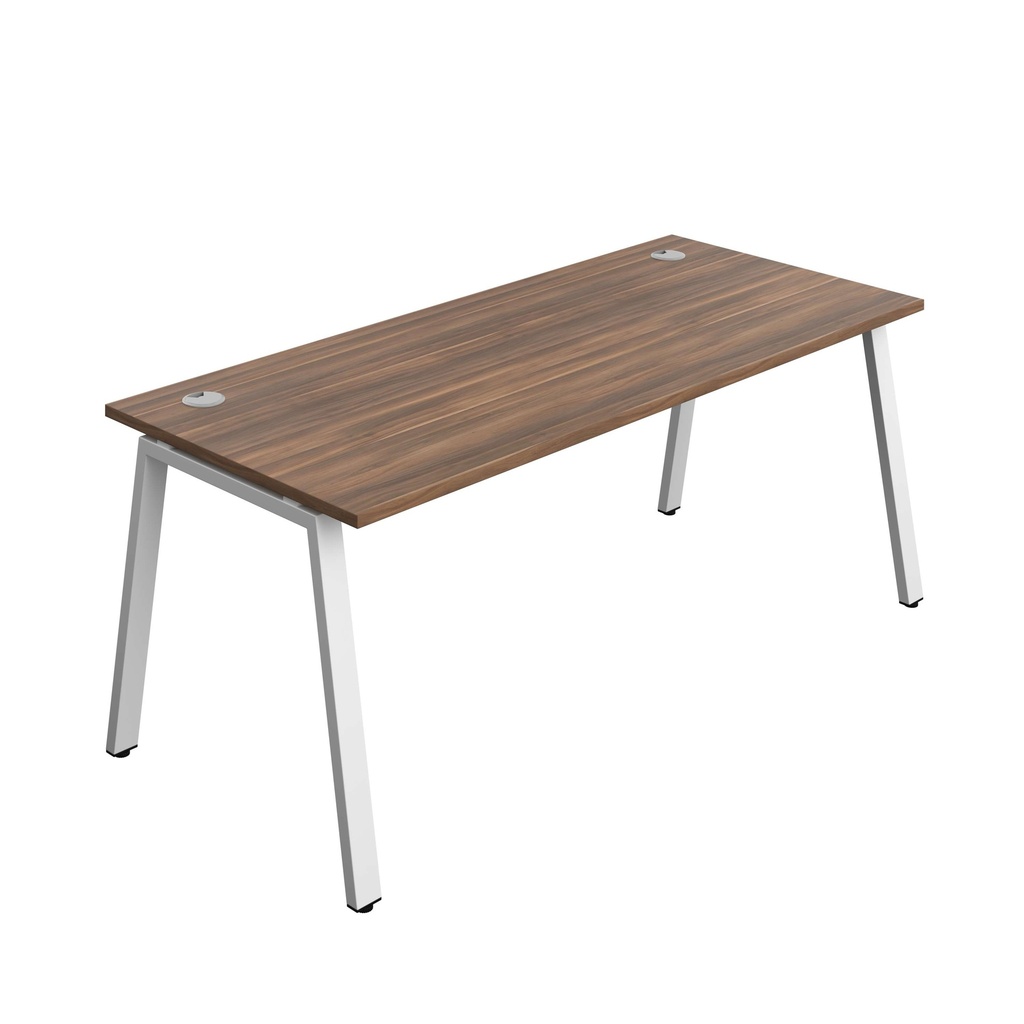 Synergy Bench With Cable Ports: 1 Person (Fsc) | A-Frame Leg | 1800 X 800 | Dark Walnut/White