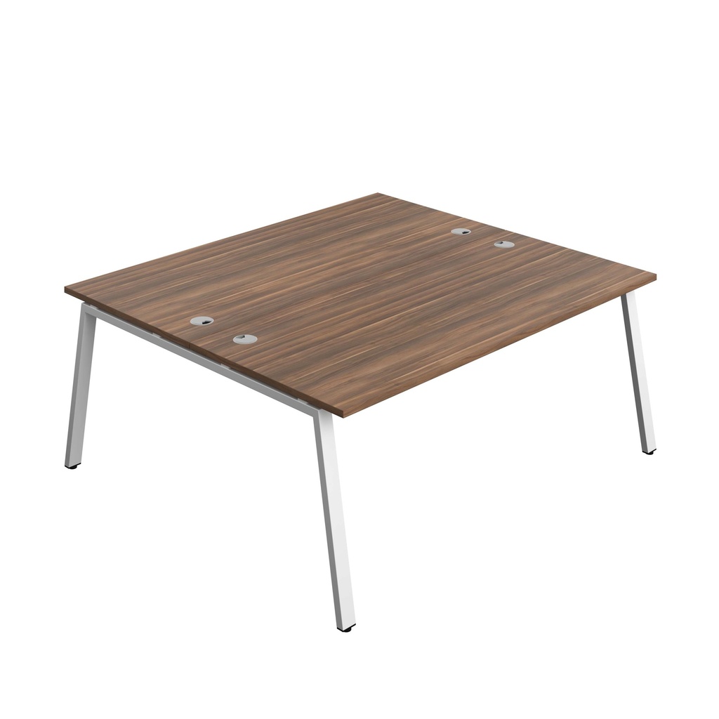 Synergy Bench With Cable Ports: 2 Person (Fsc) | A-Frame Leg | 1800 X 800 | Dark Walnut/White