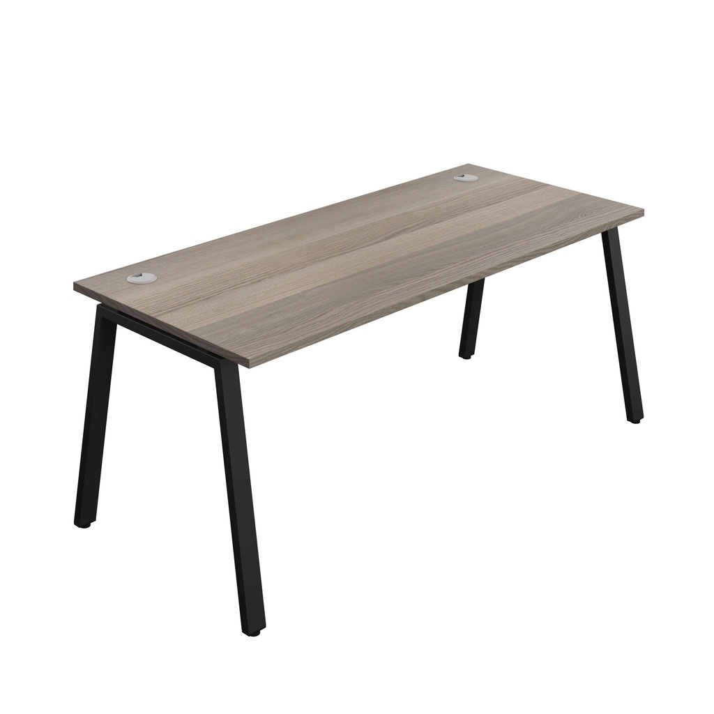 Synergy Bench With Cable Ports: 1 Person (Fsc) | A-Frame Leg | 1800 X 800 | Grey Oak/Black