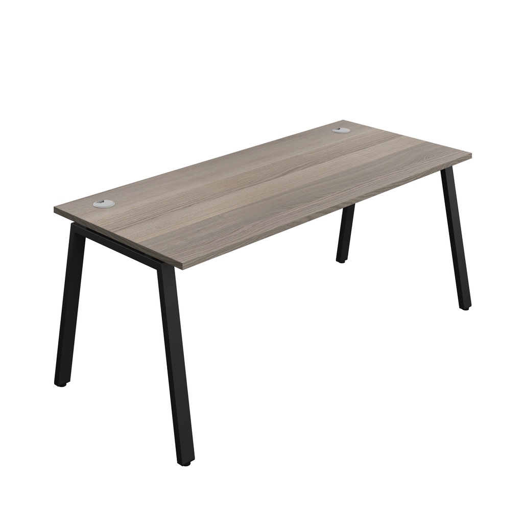 Synergy|1P Bench Desk|Cable Ports|A-Frame|1800X800|Grey Oak-Black