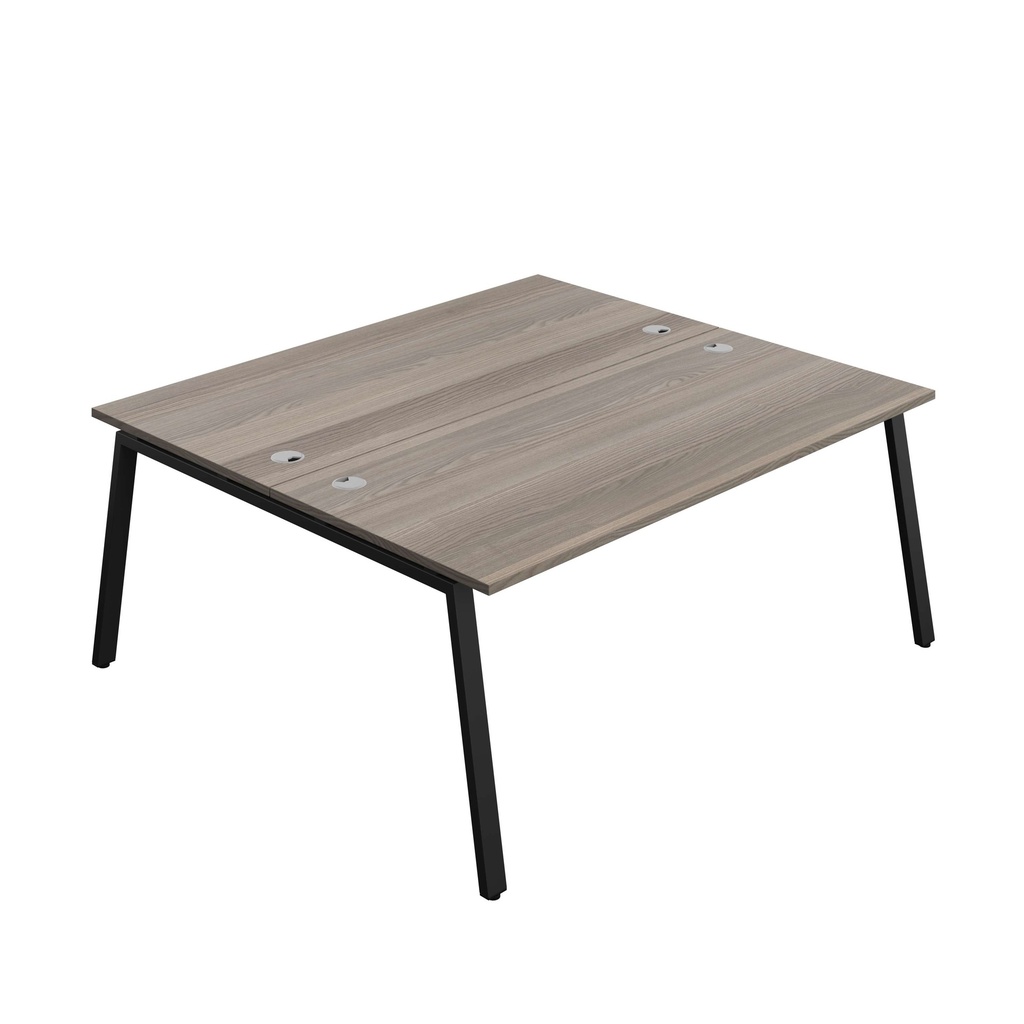 Synergy Bench With Cable Ports: 2 Person (Fsc) | A-Frame Leg | 1800 X 800 | Grey Oak/Black