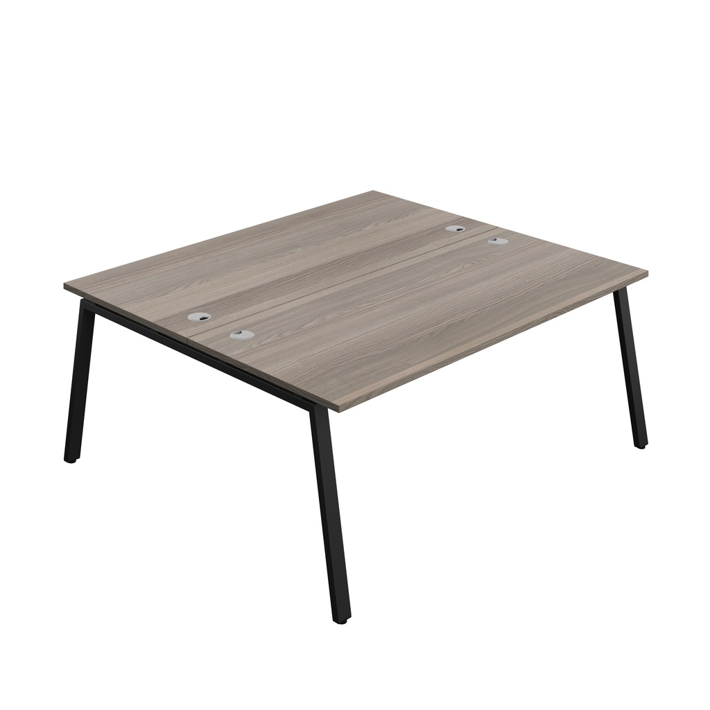 Synergy|2P Bench Desk|Cable Ports|A-Frame|1800X800|Grey Oak-Black