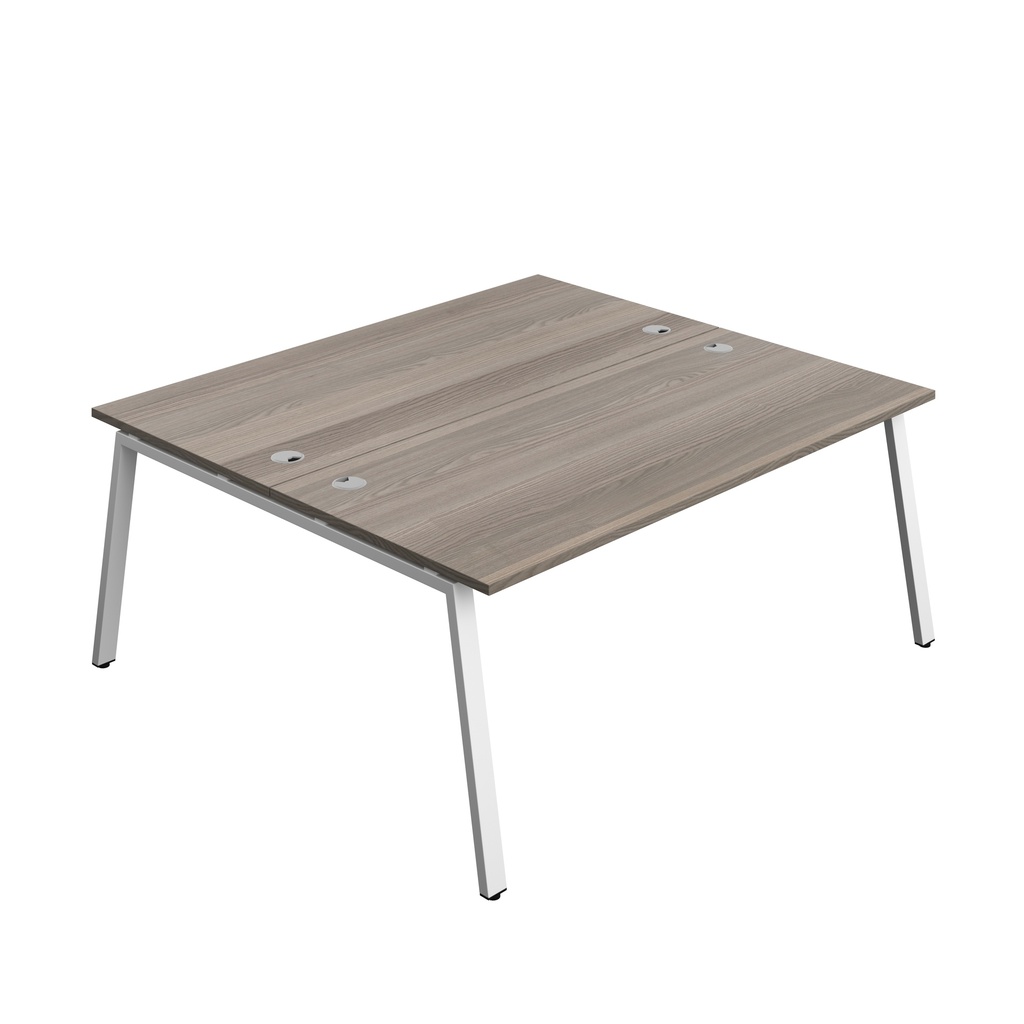 Synergy|2P Bench Desk|Cable Ports|A-Frame|1800X800|Grey Oak-White