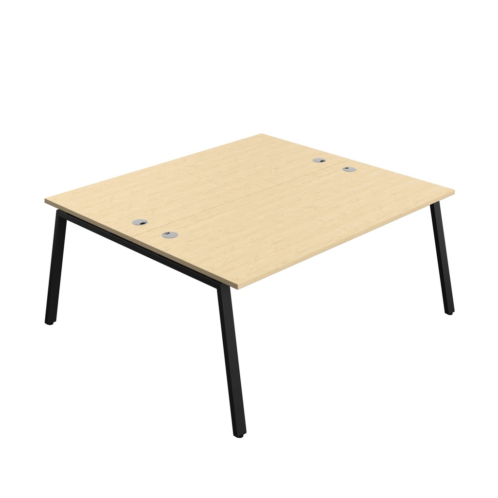 Synergy Bench With Cable Ports: 2 Person (Fsc) | A-Frame Leg | 1800 X 800 | Maple/Black
