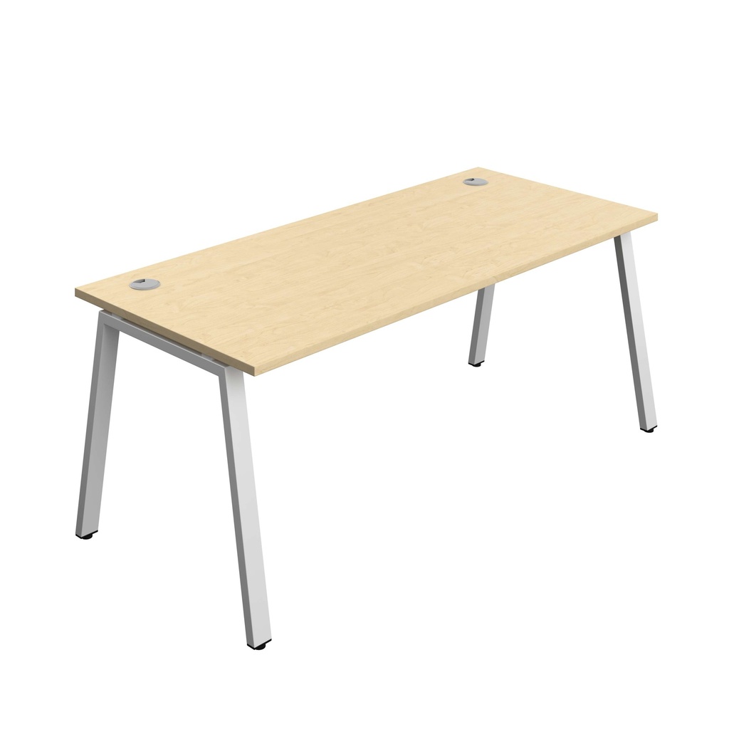 Synergy Bench With Cable Ports: 1 Person (Fsc) | A-Frame Leg | 1800 X 800 | Maple/Silver