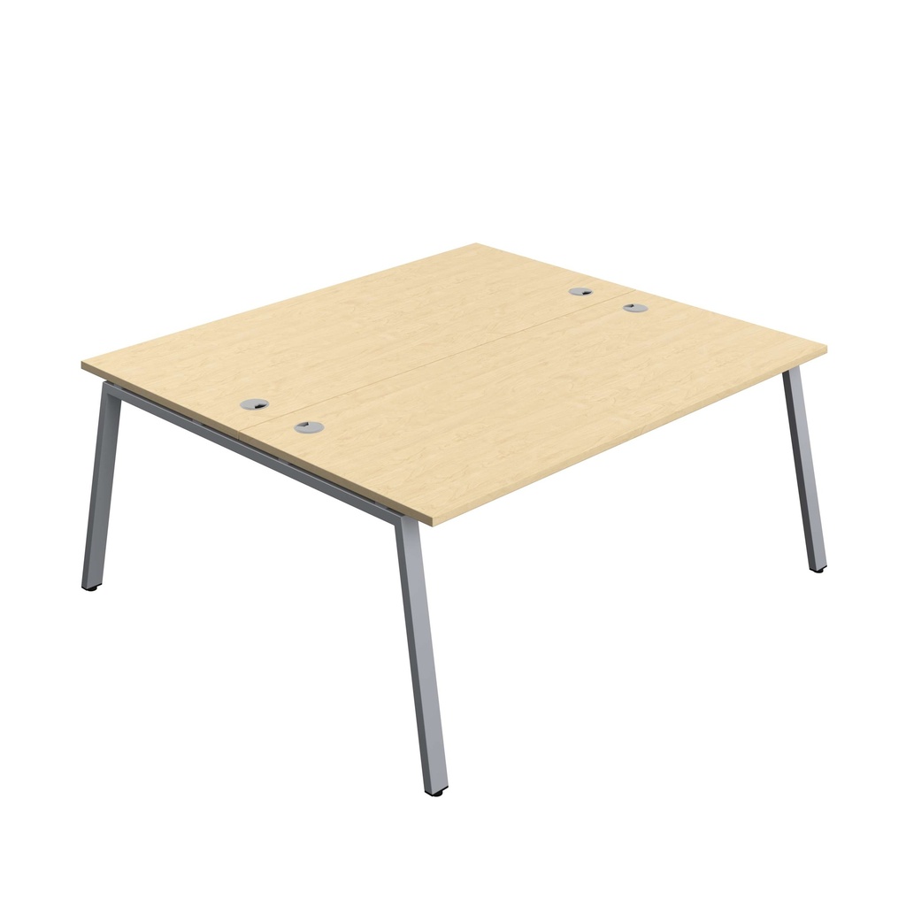 Synergy Bench With Cable Ports: 2 Person (Fsc) | A-Frame Leg | 1800 X 800 | Maple/Silver