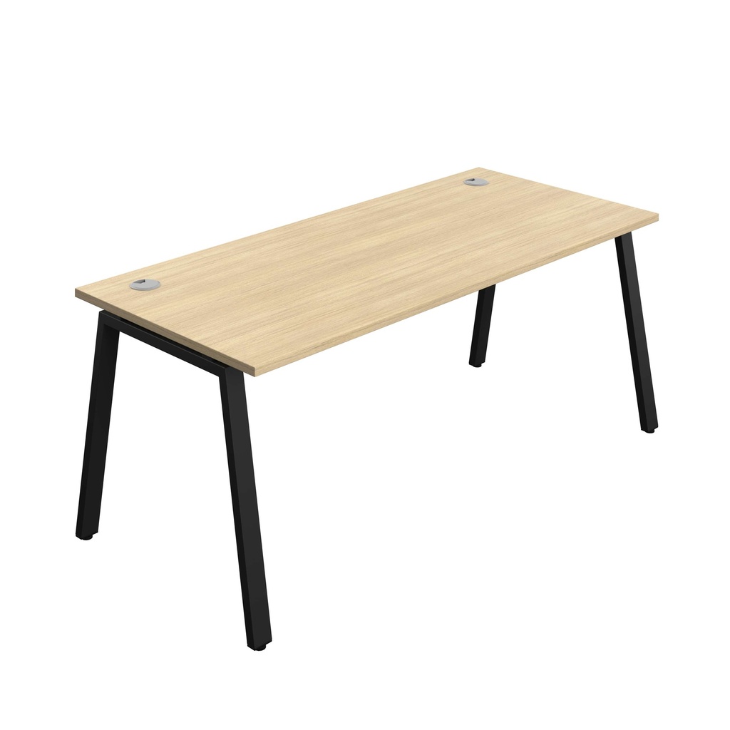 Synergy Bench With Cable Ports: 1 Person (Fsc) | A-Frame Leg | 1800 X 800 | Nova Oak/Black