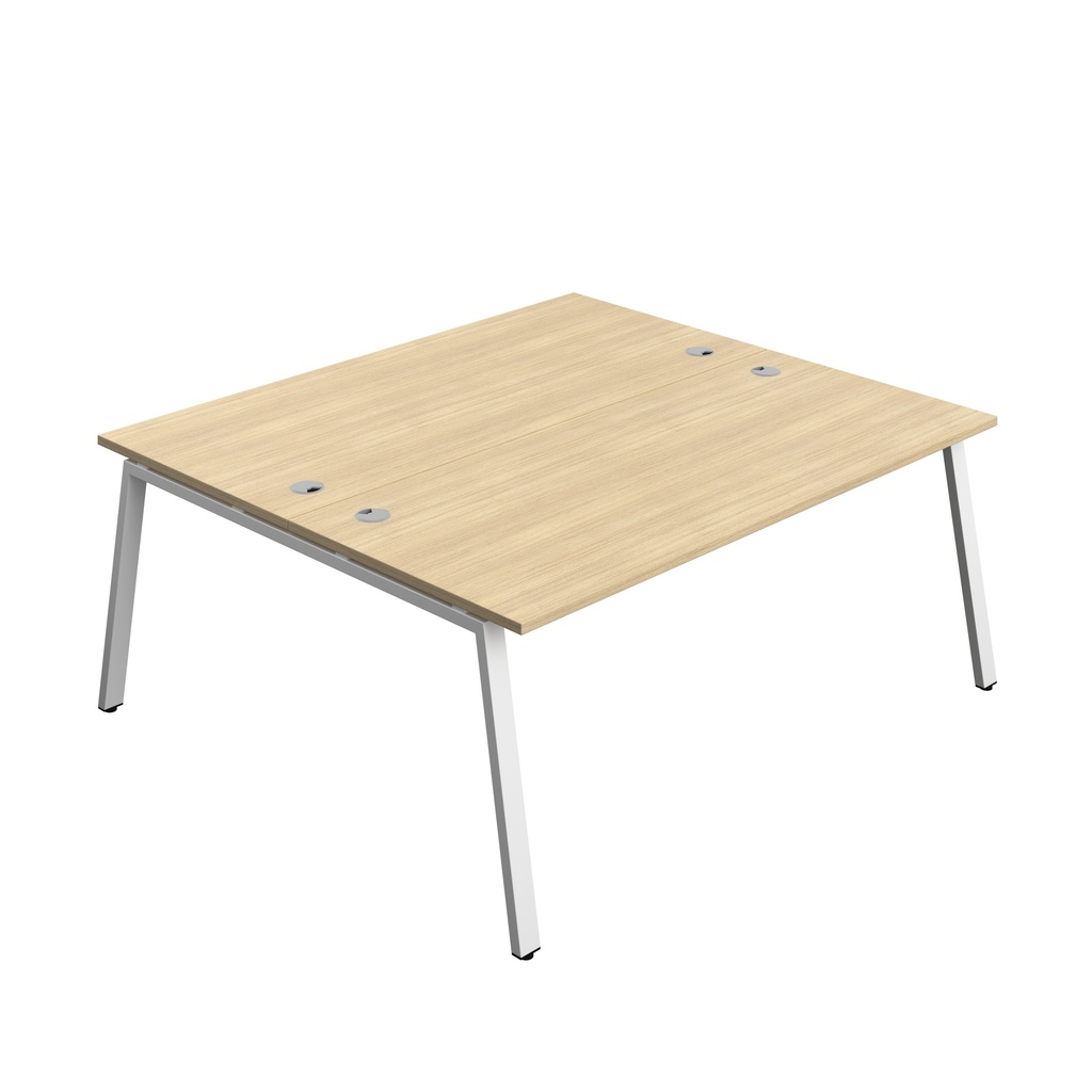 Synergy Bench With Cable Ports: 2 Person (Fsc) | A-Frame Leg | 1800 X 800 | Nova Oak/White