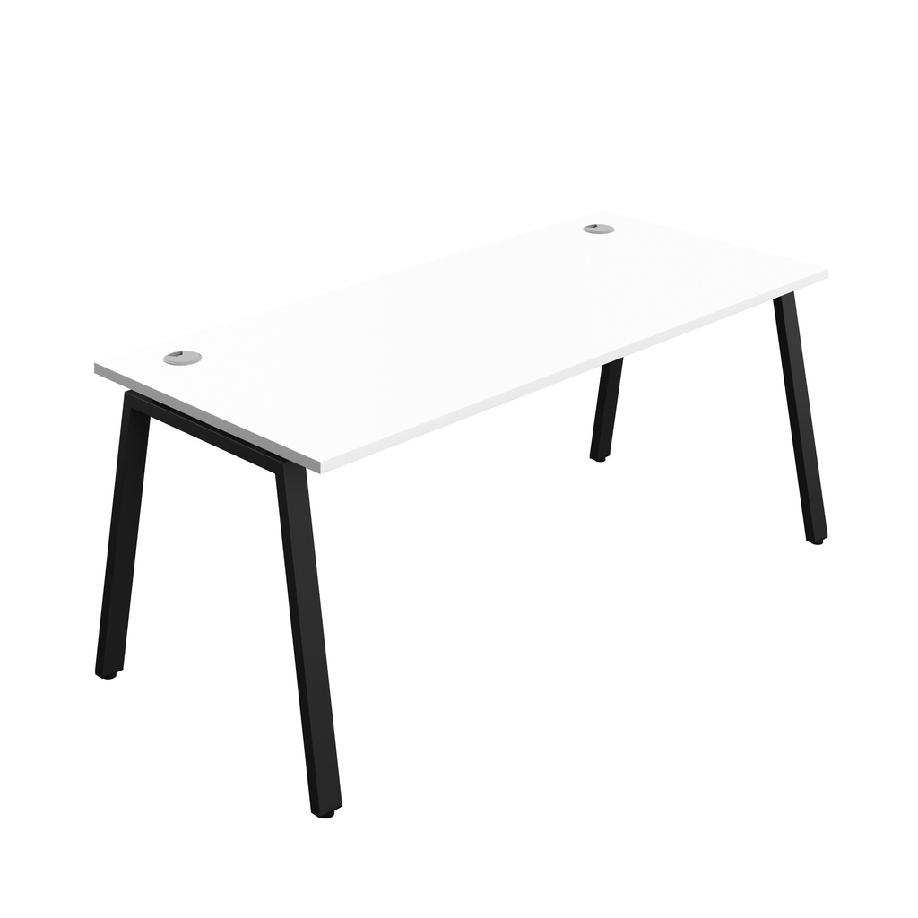 Synergy|1P Bench Desk|Cable Ports|A-Frame|1800X800|White-Black