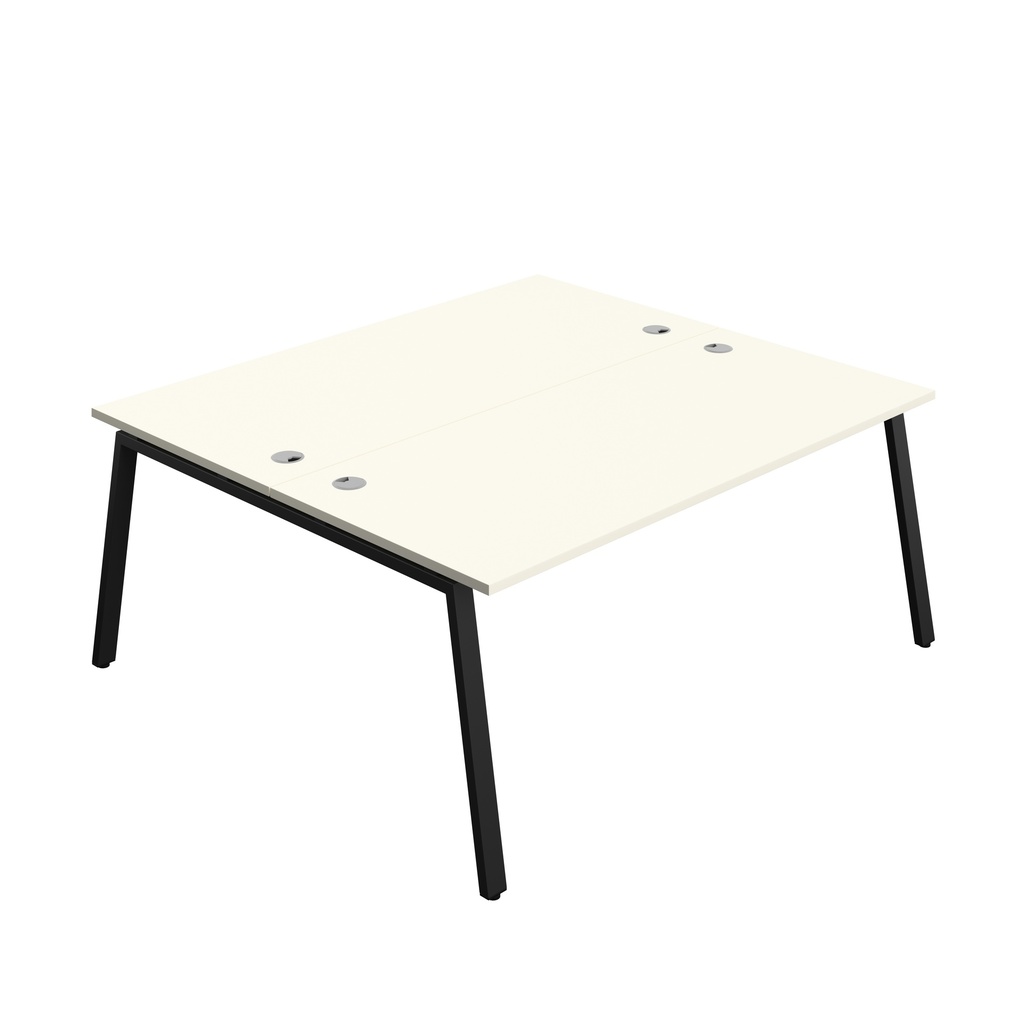 Synergy|2P Bench Desk|Cable Ports|A-Frame|1800X800|White-Black