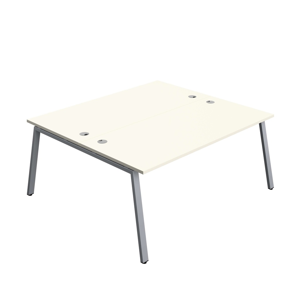 Synergy Bench With Cable Ports: 2 Person (Fsc) | A-Frame Leg | 1800 X 800 | White/Silver