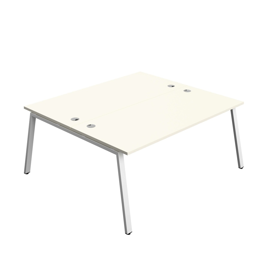Synergy Bench With Cable Ports: 2 Person (Fsc) | A-Frame Leg | 1800 X 800 | White/White
