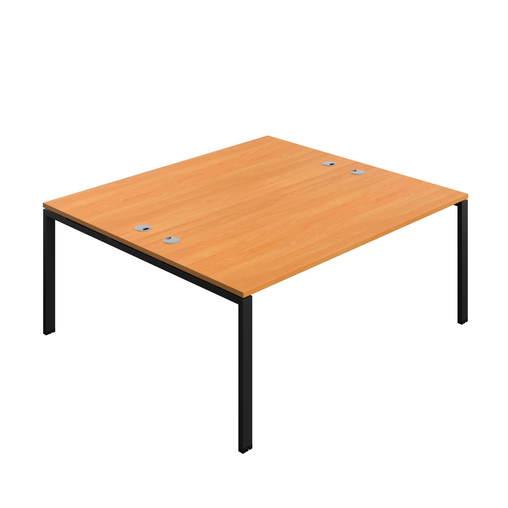 Synergy Bench With Cable Ports: 2 Person (Fsc) | Goal Post Leg | 1800 X 800 | Beech/Black