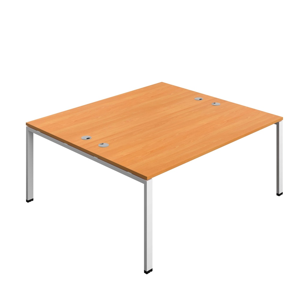 Synergy Bench With Cable Ports: 2 Person (Fsc) | Goal Post Leg | 1800 X 800 | Beech/White