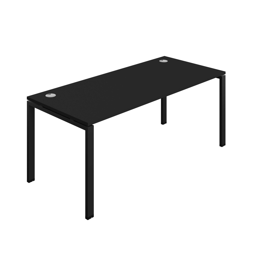 Synergy Bench With Cable Ports: 1 Person (Fsc) | Goal Post Leg | 1800 X 800 | Black/Black