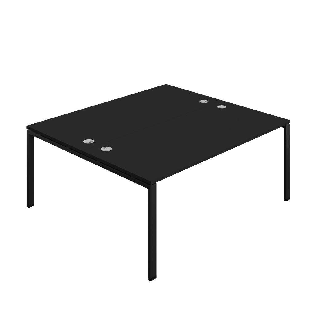 Synergy Bench With Cable Ports: 2 Person (Fsc) | Goal Post Leg | 1800 X 800 | Black/Black