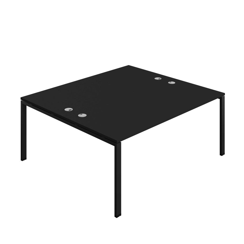 Synergy Bench With Cable Ports: 2 Person (Fsc) | Goal Post Leg | 1800 X 800 | Black/Black