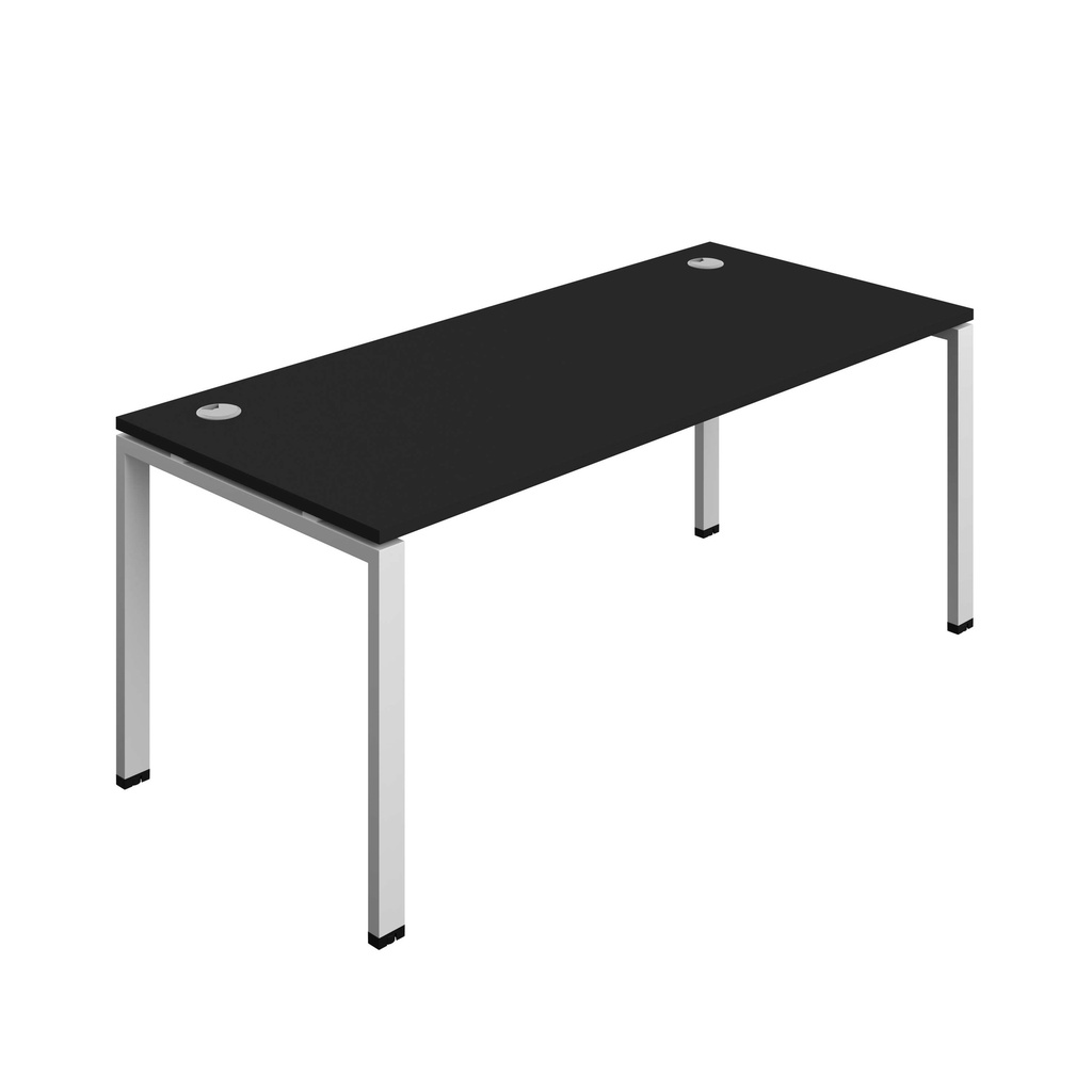 Synergy Bench With Cable Ports: 1 Person (Fsc) | Goal Post Leg | 1800 X 800 | Black/Silver