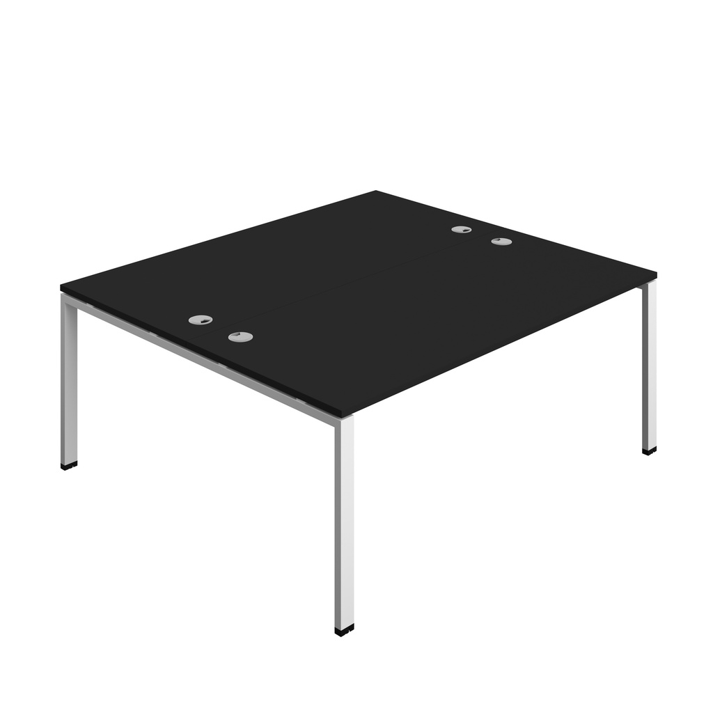 Synergy Bench With Cable Ports: 2 Person (Fsc) | Goal Post Leg | 1800 X 800 | Black/White