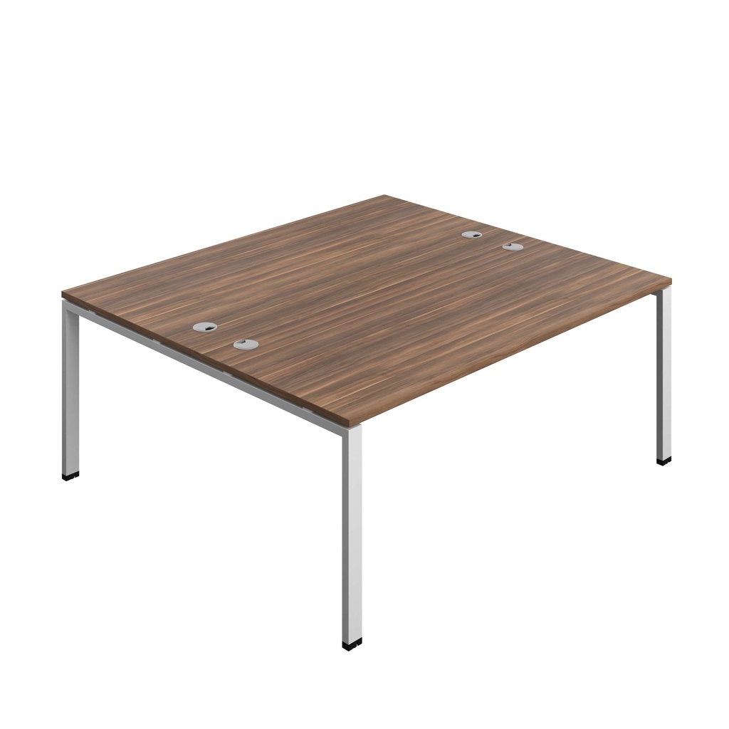 Synergy Bench With Cable Ports: 2 Person (Fsc) | Goal Post Leg | 1800 X 800 | Dark Walnut/Silver