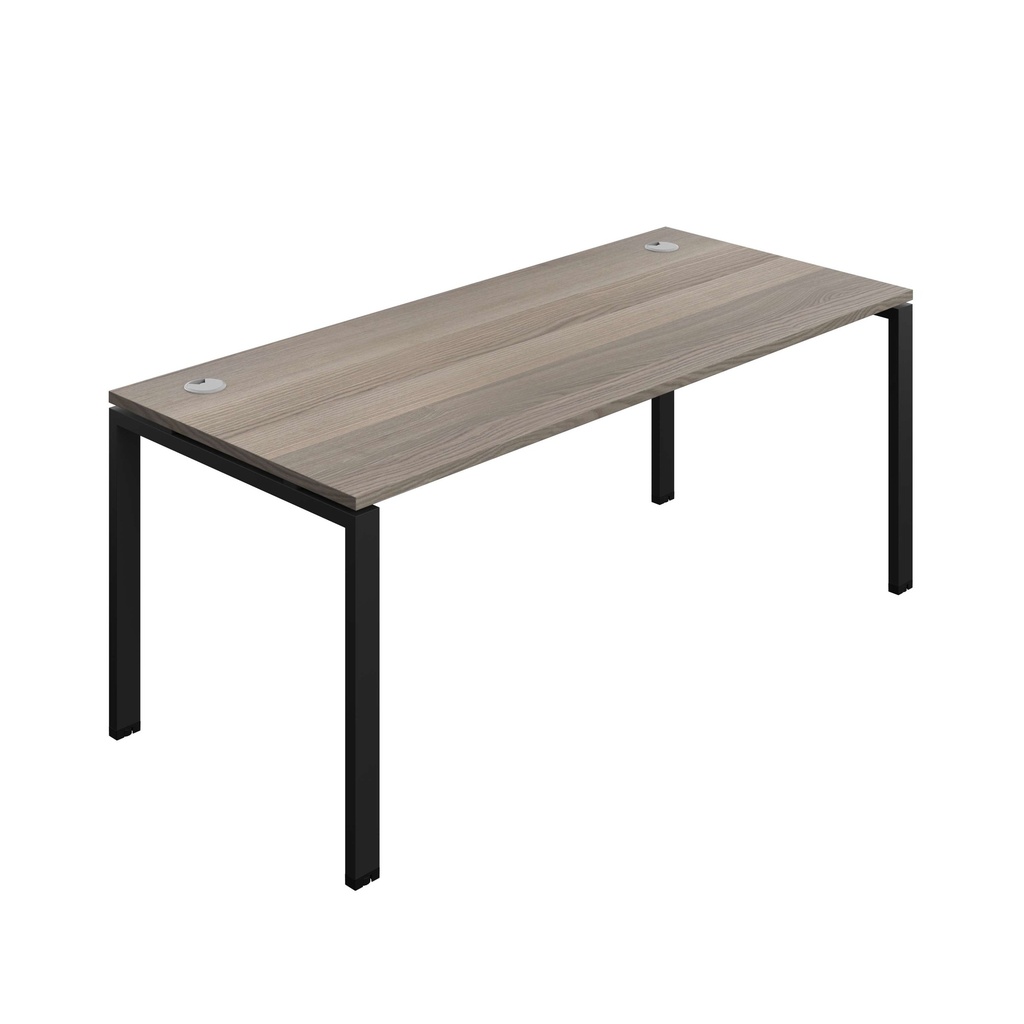 Synergy Bench With Cable Ports: 1 Person (Fsc) | Goal Post Leg | 1800 X 800 | Grey Oak/Black