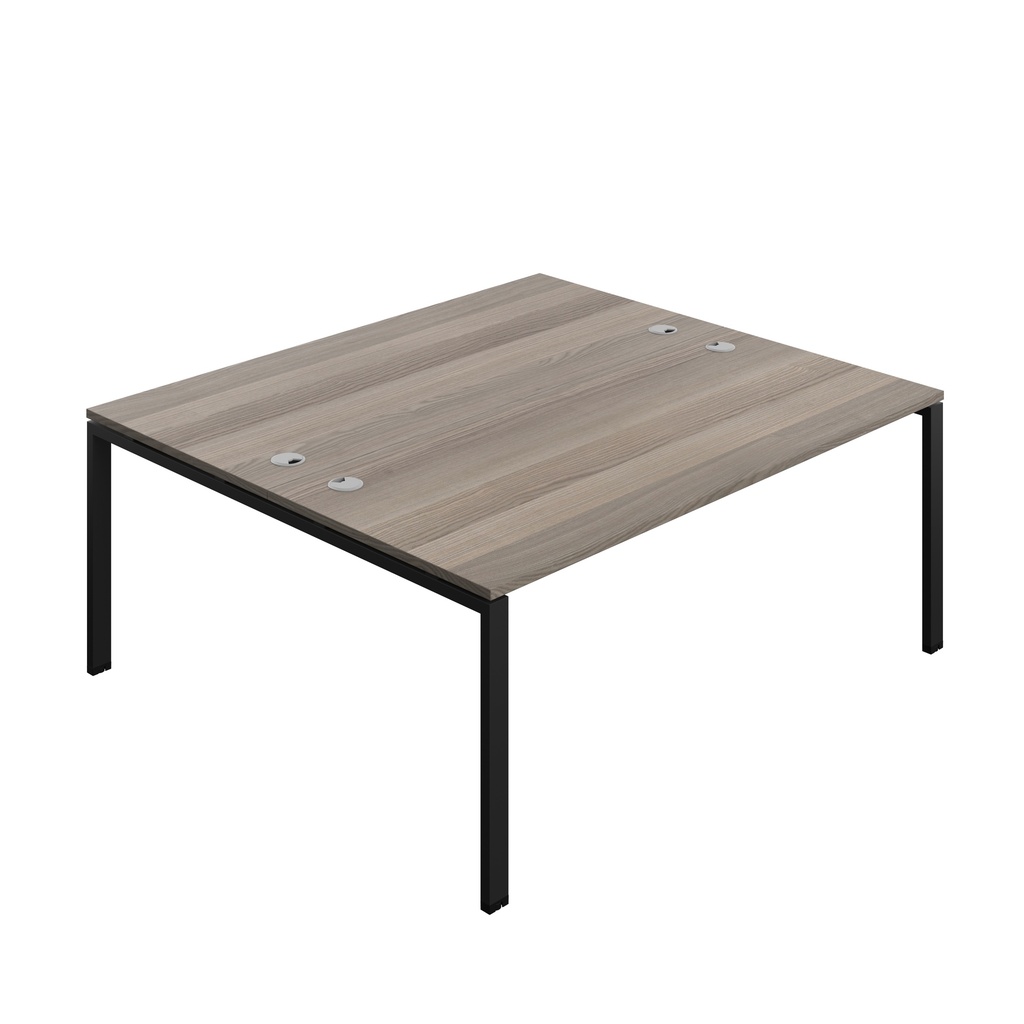 Synergy Bench With Cable Ports: 2 Person (Fsc) | Goal Post Leg | 1800 X 800 | Grey Oak/Black