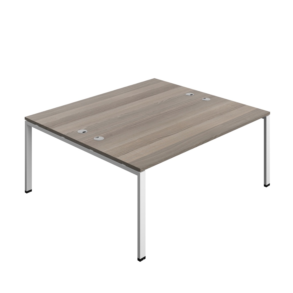 Synergy Bench With Cable Ports: 2 Person (Fsc) | Goal Post Leg | 1800 X 800 | Grey Oak/White