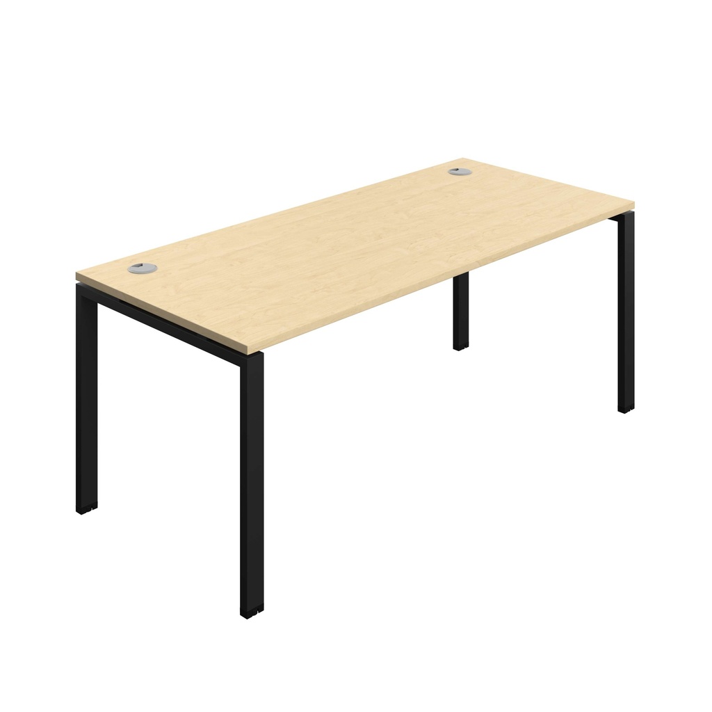 Synergy Bench With Cable Ports: 1 Person (Fsc) | Goal Post Leg | 1800 X 800 | Maple/Black