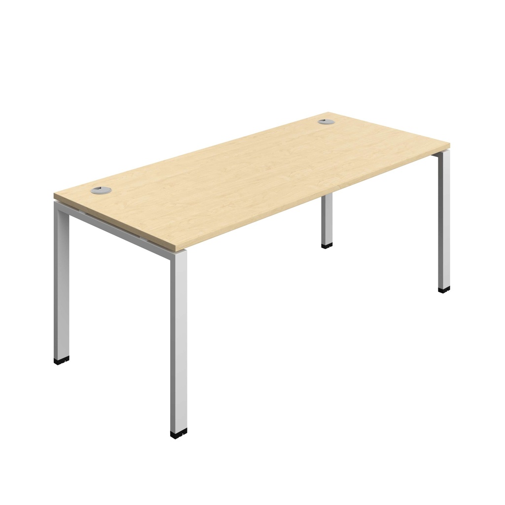 Synergy Bench With Cable Ports: 1 Person (Fsc) | Goal Post Leg | 1800 X 800 | Maple/Silver