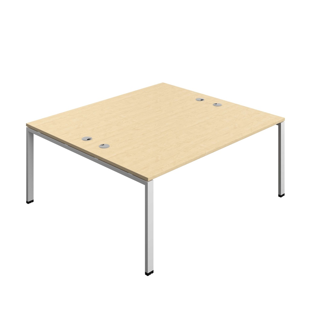 Synergy Bench With Cable Ports: 2 Person (Fsc) | Goal Post Leg | 1800 X 800 | Maple/Silver