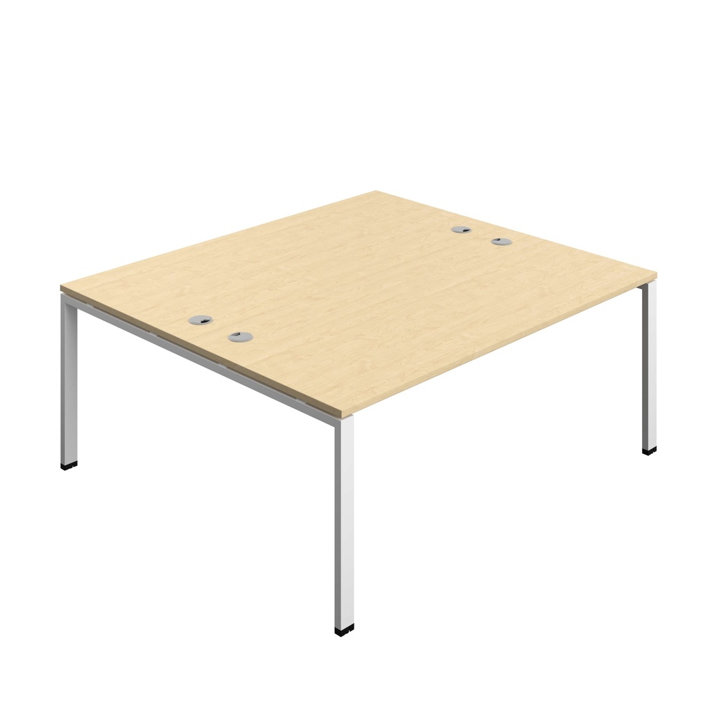 Synergy Bench With Cable Ports: 2 Person (Fsc) | Goal Post Leg | 1800 X 800 | Maple/White