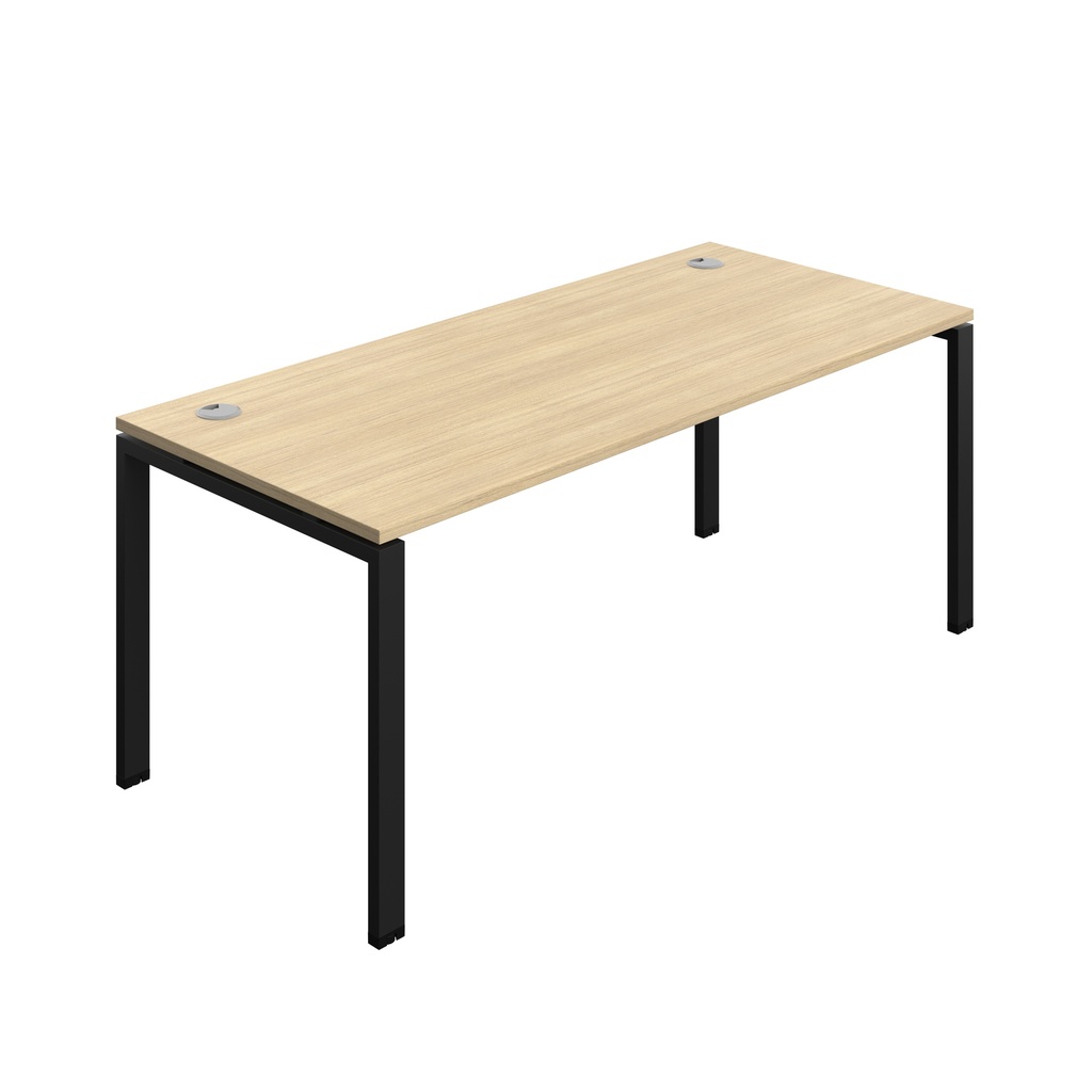 Synergy|1P Bench Desk|Cable Ports|Goal Post|1800X800|Nova Oak-Black