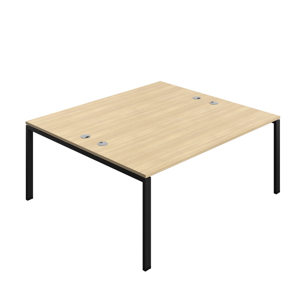 Synergy Bench With Cable Ports: 2 Person (Fsc) | Goal Post Leg | 1800 X 800 | Nova Oak/Black