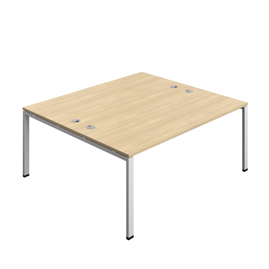 Synergy|1P Bench Desk|Cable Ports|Goal Post|1800X800|Nova Oak-Silver