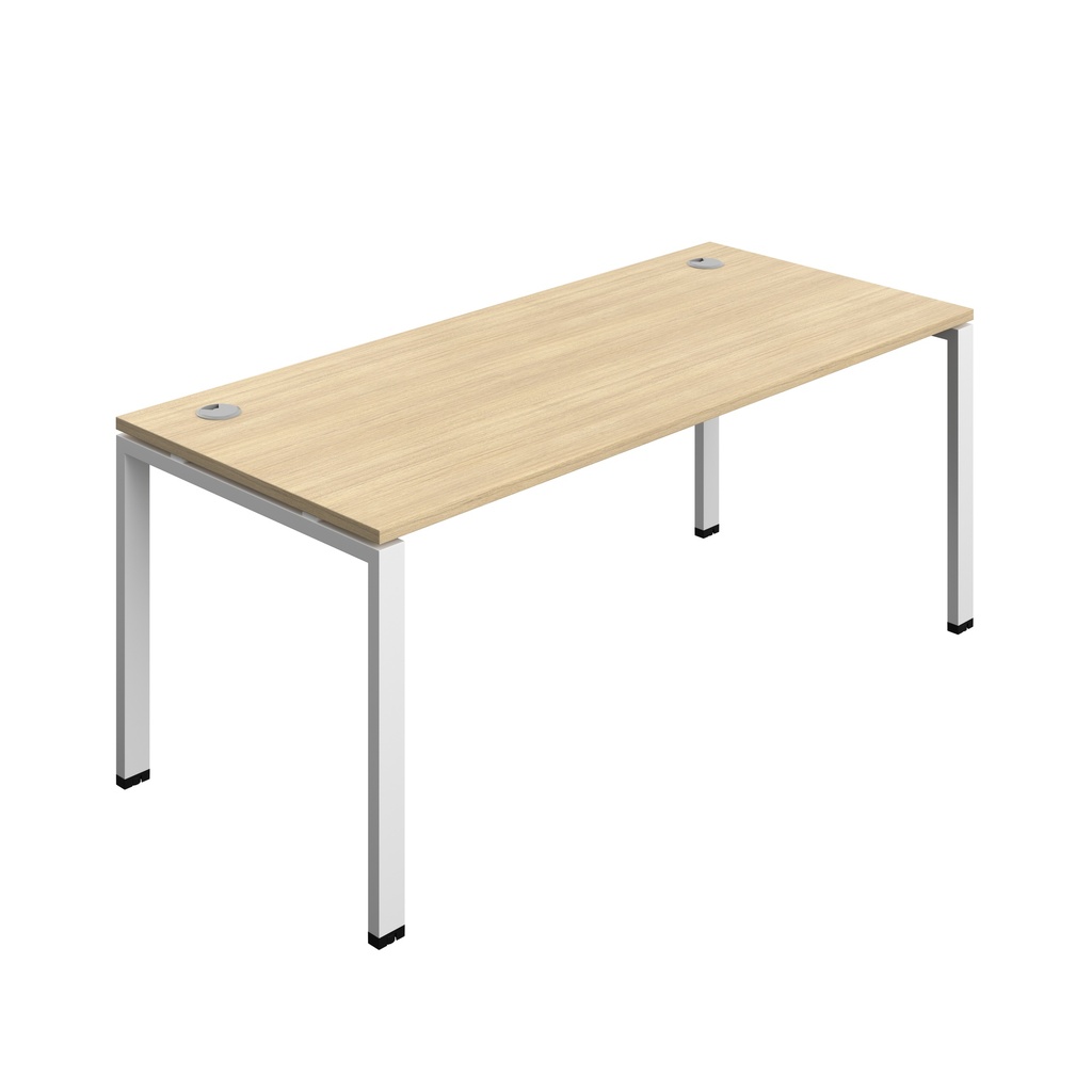 Synergy|1P Bench Desk|Cable Ports|Goal Post|1800X800|Nova Oak-White