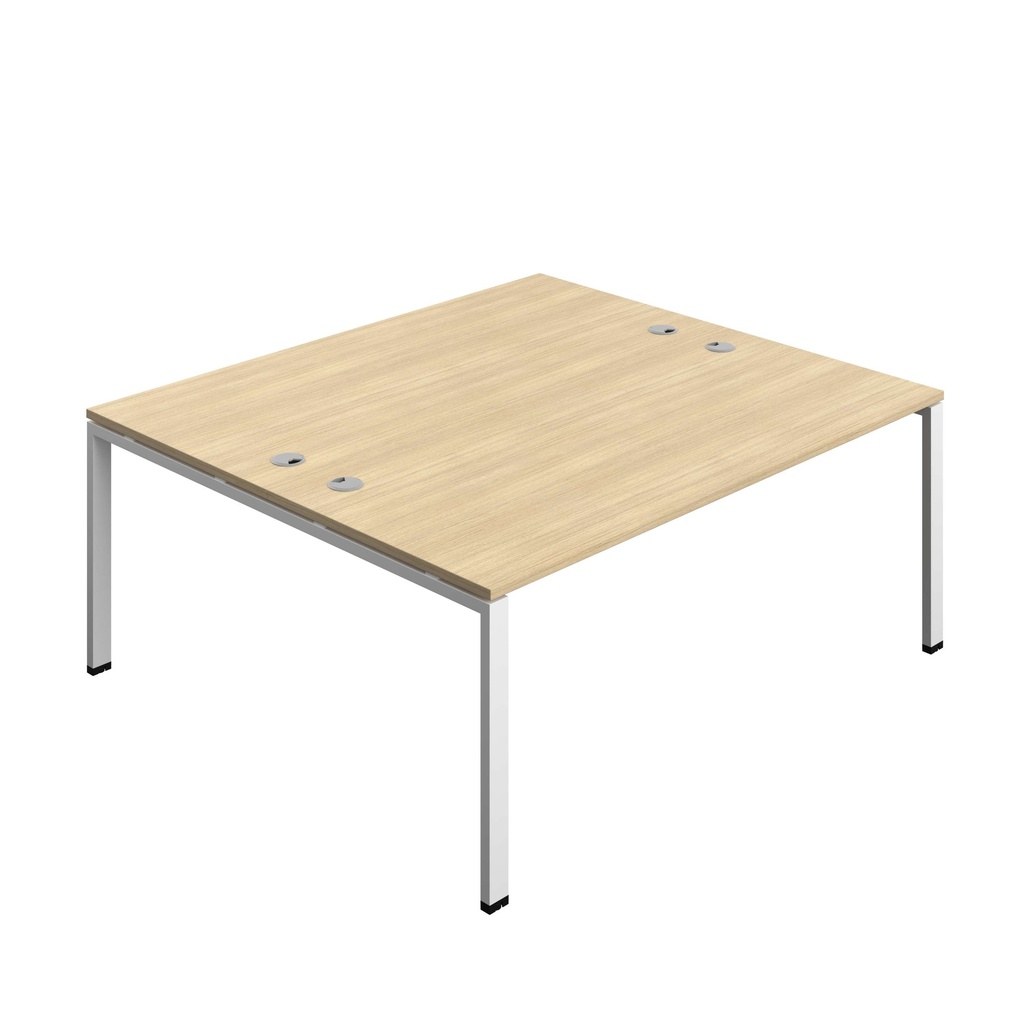 Synergy Bench With Cable Ports: 2 Person (Fsc) | Goal Post Leg | 1800 X 800 | Nova Oak/White
